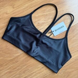 NWT BANDIER ALL ACCESS Black Shine Chorus Bra (size Small) (sports bra)